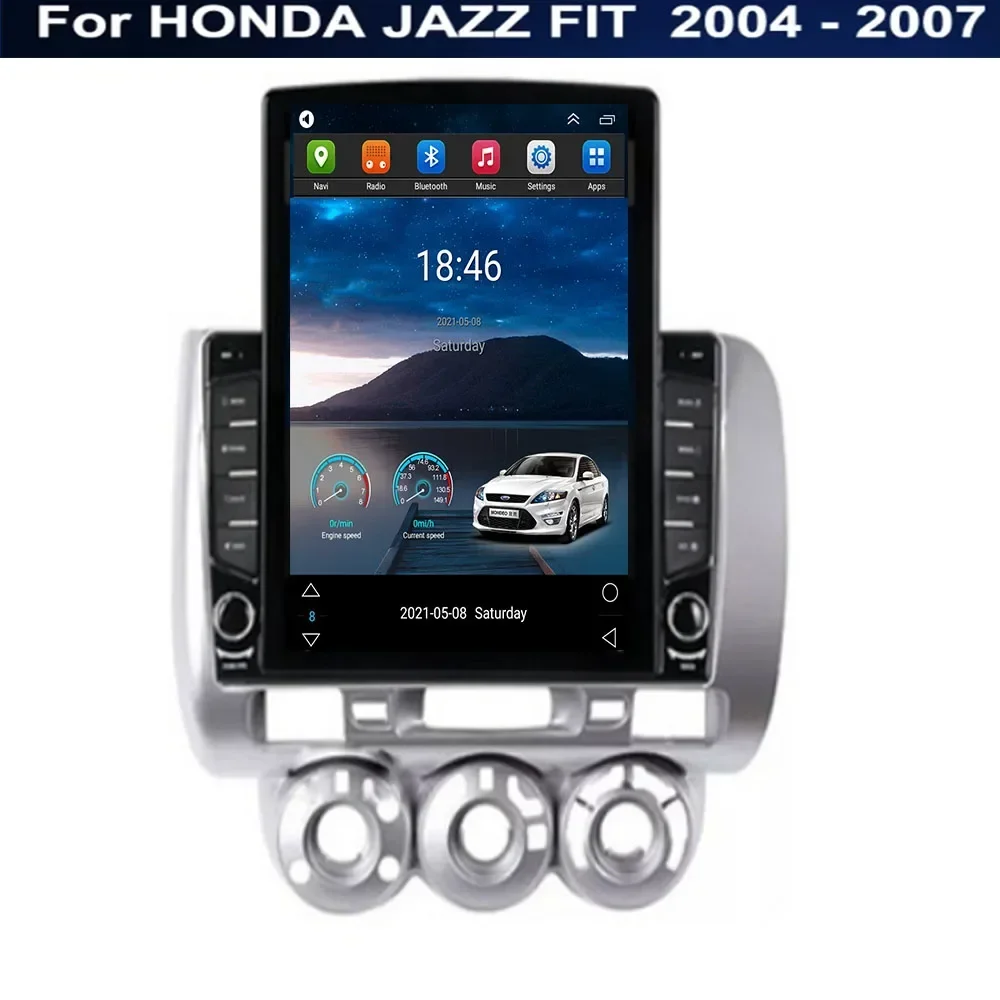 Vertical Style 2 Din Android 14 Car Radio For Honda Fit Jazz City 2002-2007 Multimedia Video Player Navigation GPS 4G Carplay Au