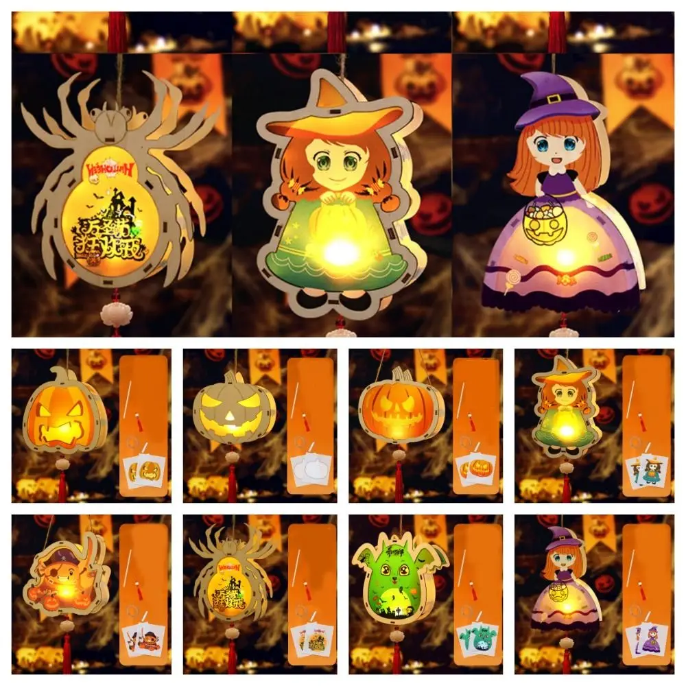 Gloeiende Halloween Lantaarn Diy Lichtgevende Handheld Halloween Pompoen Lantaarn Piraat Kapitein Pompoen Handgemaakte Lantaarn