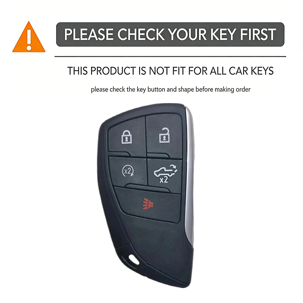 For GMC Sierra Chevrolet Silverado 1500 2500HD 3500HD Silicone 5 Buttons Car Key Fob Ring Chain Cover Case 2024 2025 Accessories view 5