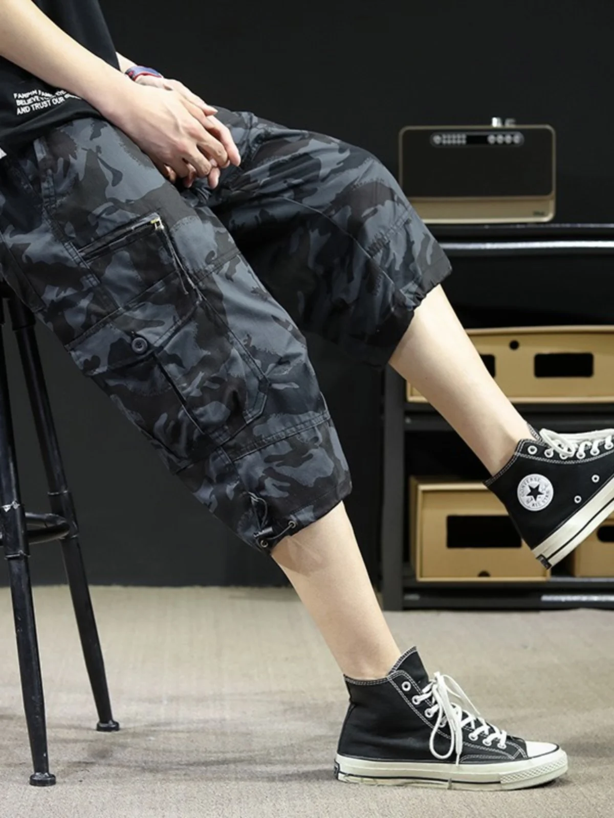 

Summer Thin Cotton Workwear Pants Men's Loose Straight Leg Trousers Cargo orts Youth Faion Casual Loose Fit Summer Pants