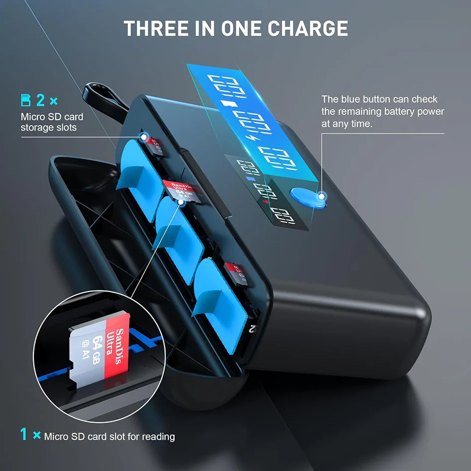 GoPro Battery Charger for GoPro Hero 12/11/10/9 Black for Gopro 12 11 10 9 and GoPro 8 7 6 5 Batteries Action Camera Accessories
