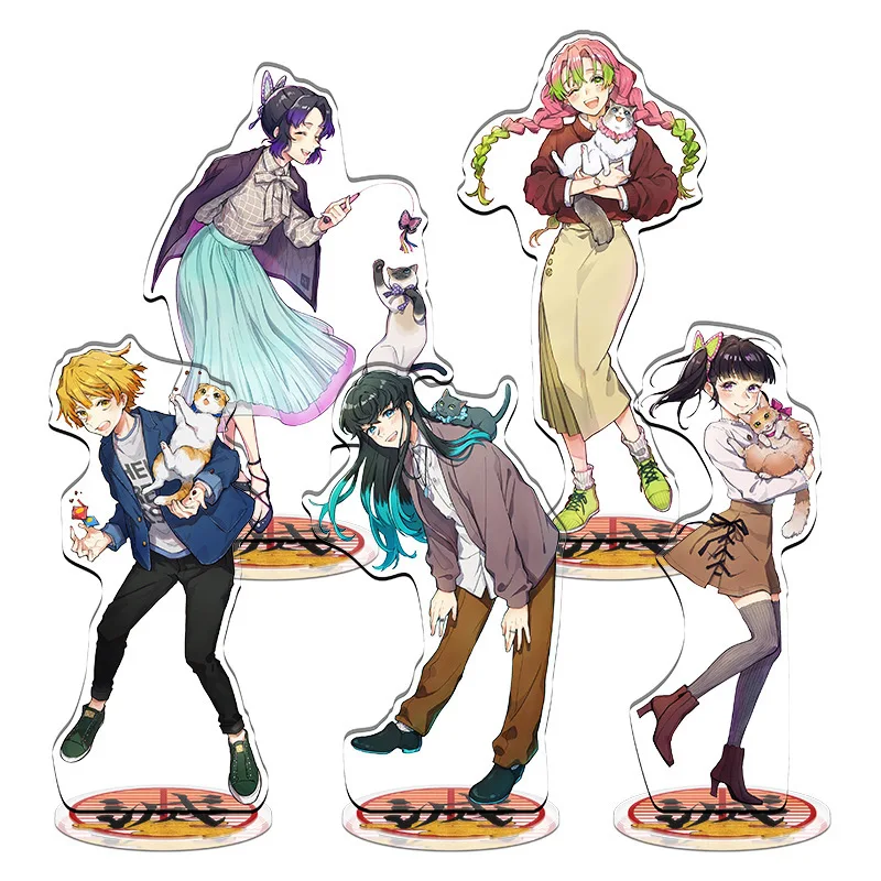 Anime kimetsu no yaiba acrílico suporte demon slayer figuras estatuetas kits de garagem modelo brinquedos gk ornamentos decoração