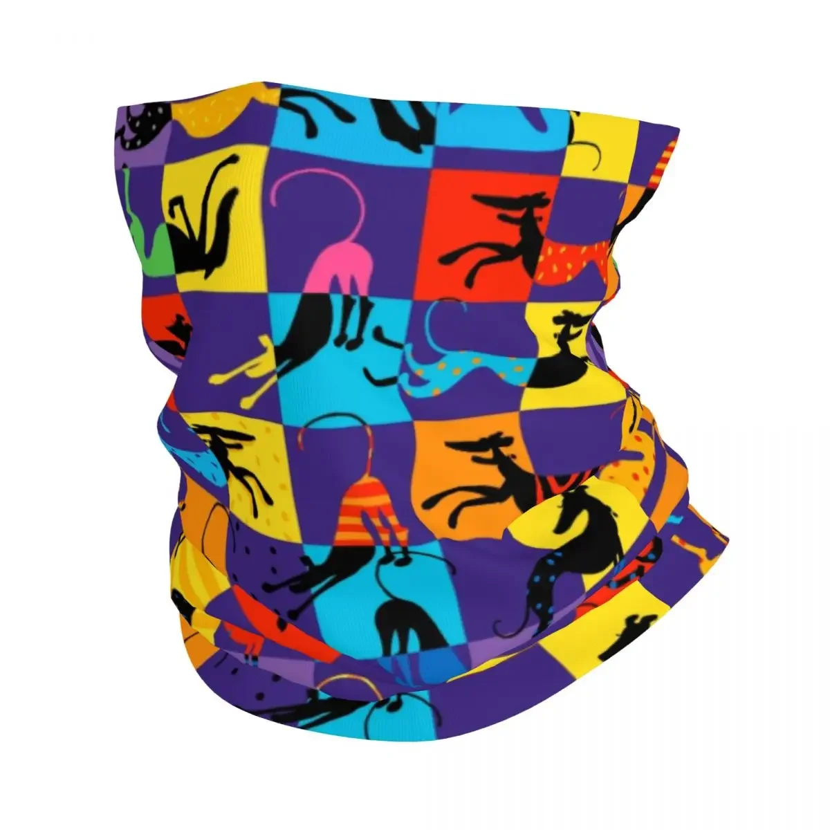 Pop Art Hounds Lurcher Neck Gaiter Women Men UV Face Shield Winter Greyhound Whippet Sighthound Dog Bandana Scarf for Cycling