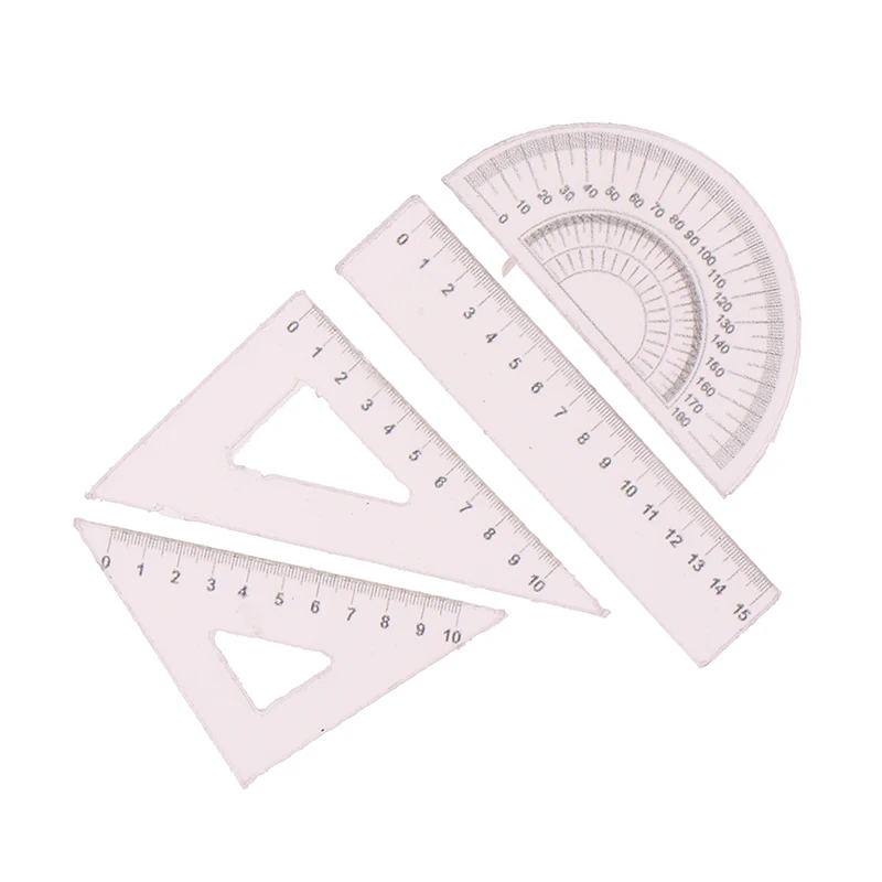 4Pcs 1:12 Dollhouse Miniature Ruler Set Learning Drawing Simulation Model Toy
