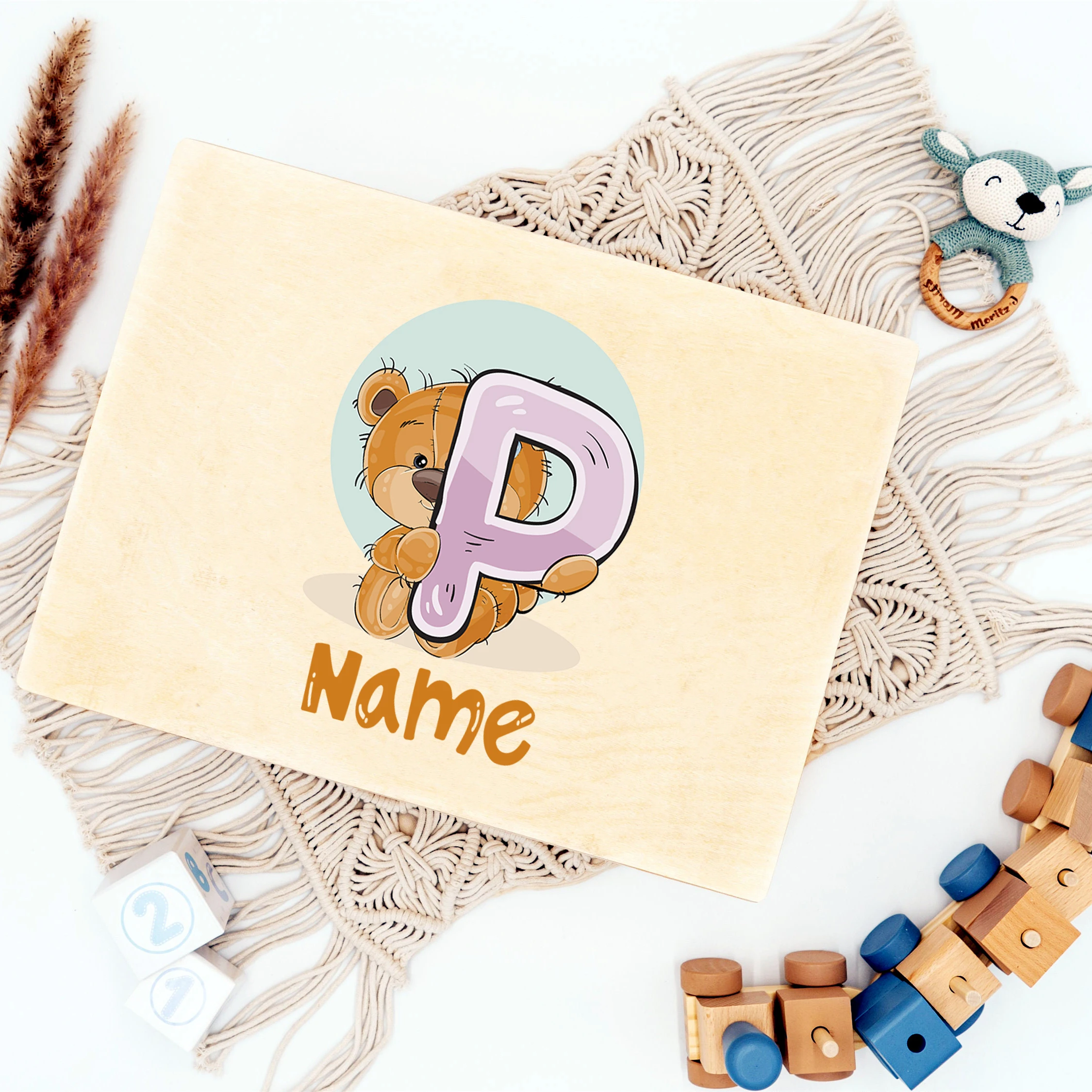 Caja de dientes de bebé con letras personalizadas con nombre, recuerdo de dientes, pelo rizado Umbilical, cajas de recogida de madera, regalo de