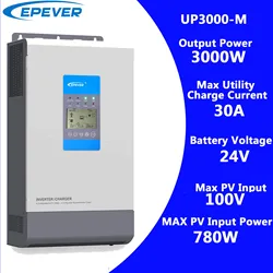 EPEVER 3000W Pure Sine Wave MPPT Solar Charge Controller AC/DC Charger 30A Input 24V Output 220V 230V Max Solar Panel 100V