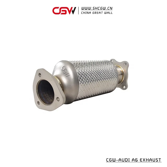 Popular Design Automobile SS304 Muffler Exhaust  Sound Header for A6 C8 2.0T Downpipe Heat Shield Casting Section