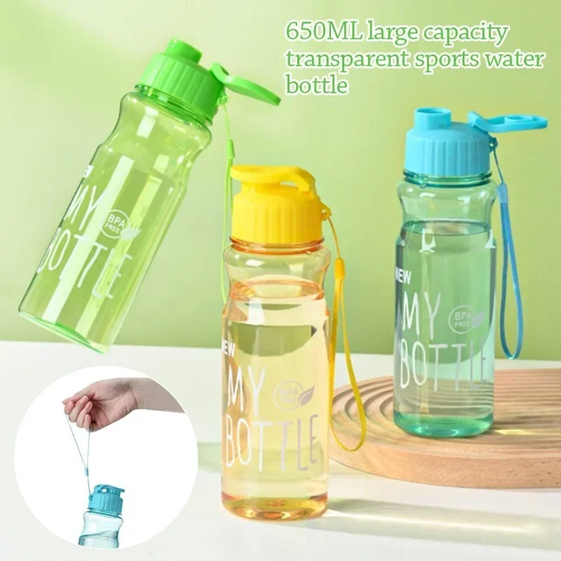 Gift Plastic Water Bottle Large Capacity Sports Kettle Wholesale Transparent Cold Water Cup Outdoor Portable 650ml