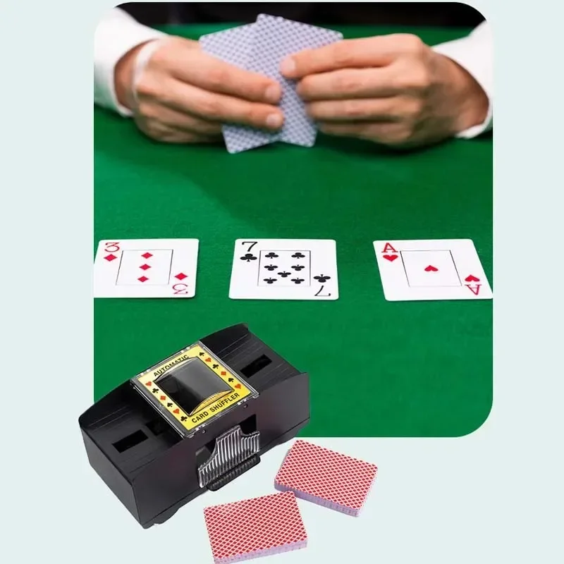 2/4 Decks Automatic Card Shuffler Automatic Playing Cards Shuffler Mixer Games Poker Sorter Machine Dispenser for Travel Home