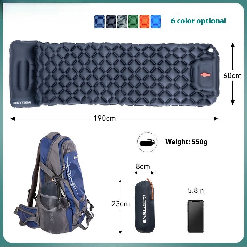 

Портативный спальный коврик для кемпинга на открытом воздухе, сверхлегкий надувной матрас, портативный спальный коврик на воздушной подушке для путешествий, пешего туризма