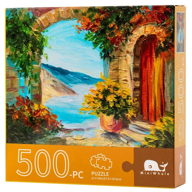 Jigsaw Puzzle 500 Pieces for Adults Kid Monet Landscape Puzzle Toamy Seaside Arch Famous World Oil Painting Home Decoration