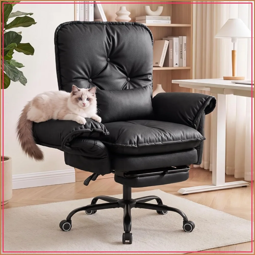 Criss Cross Office Chair Flip Arms Footrest Reclining Desk Chair Wide Seat Wheels Vanity Chair Pocket Spring Side Pockets
