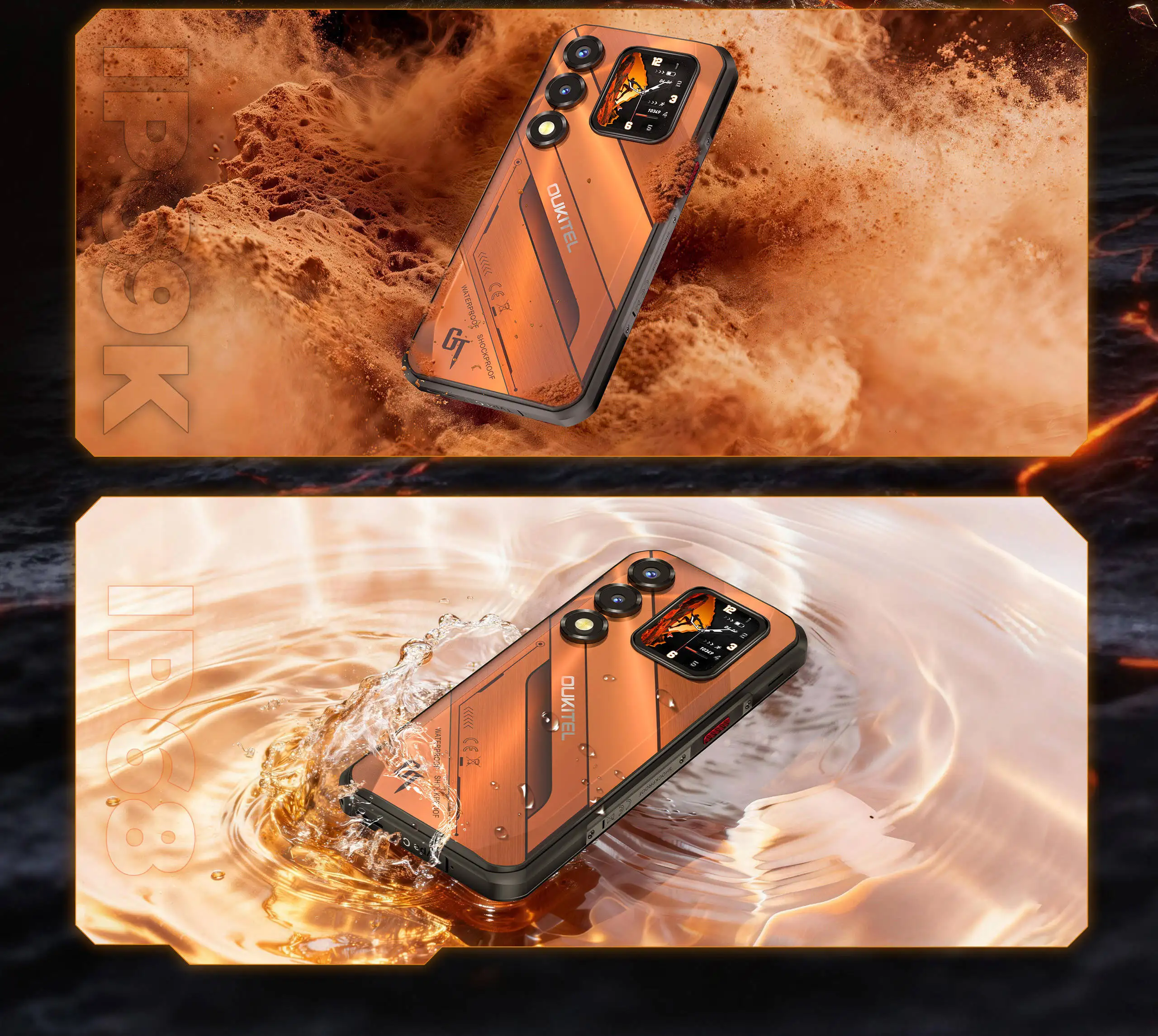 Global version OUKITEL WP66 5G Rugged Phone MTK 7025 6.6" FHD+ 1.81" Dual Screen 36GB+512GB 11000mAh 108MP Smartphone Android 16