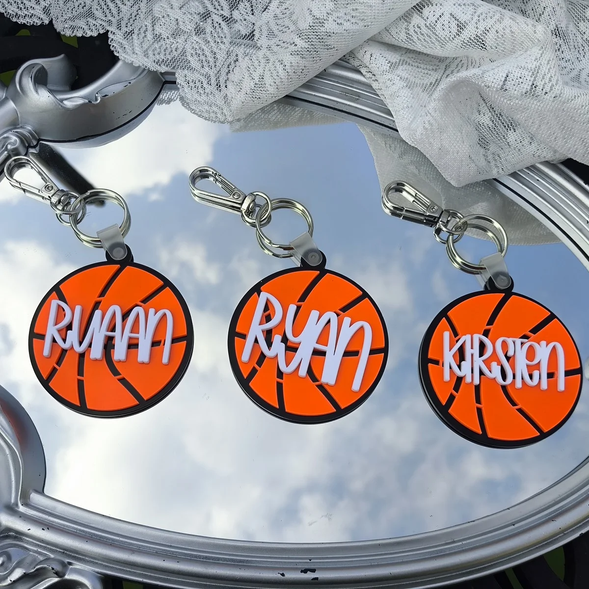 Custom Name Acrylic Keychain Personalized Basketball Stainless Steel Keychains for Birthday Gifts and Graduation Season