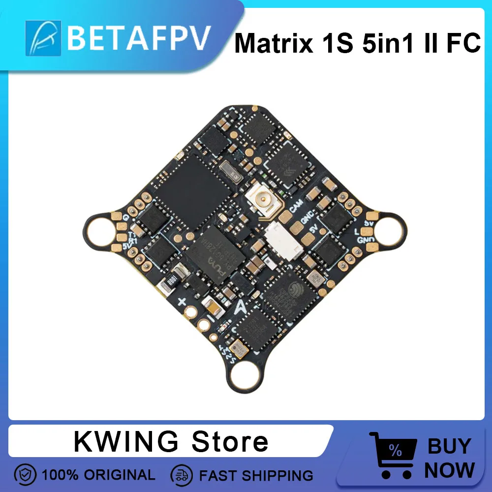 

Полетный контроллер BETAFPV Matrix 1S 5IN1 II FC AIO для бесщеточных квадрокоптеров Meteor65 Pro, Meteor75 Pro, ELRS 2.4G