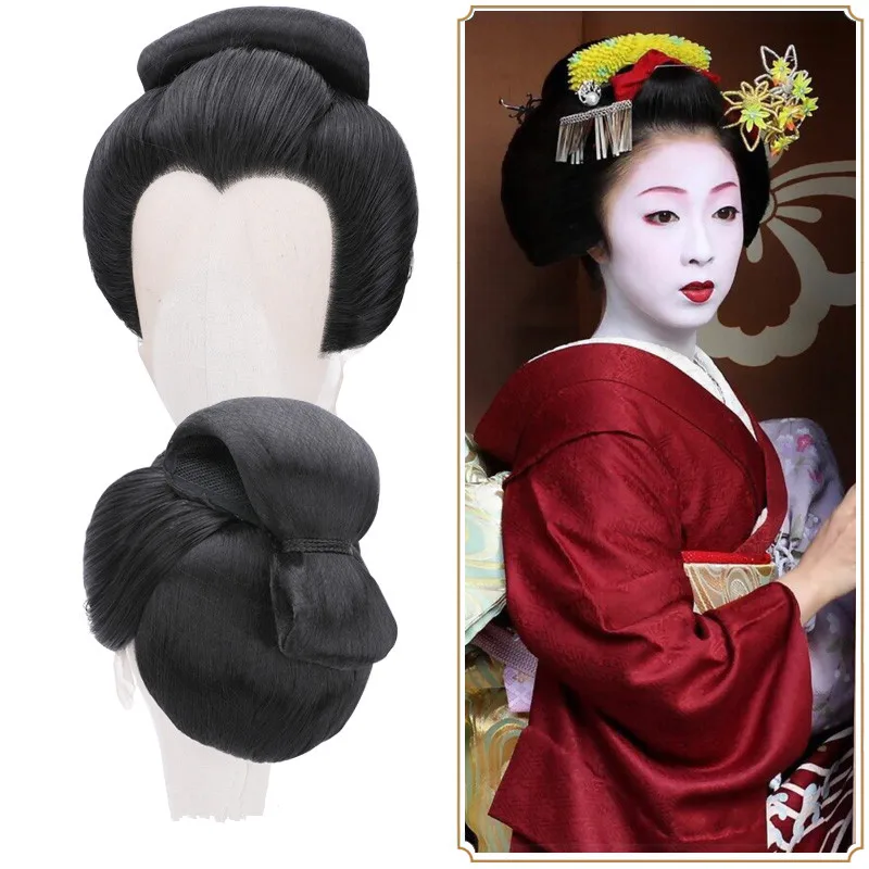 

Top Quality Black Geisha Hair Product Women Japanese Kimono Accessories Halloween Cosplay Headdress Masquerade Carnival Party