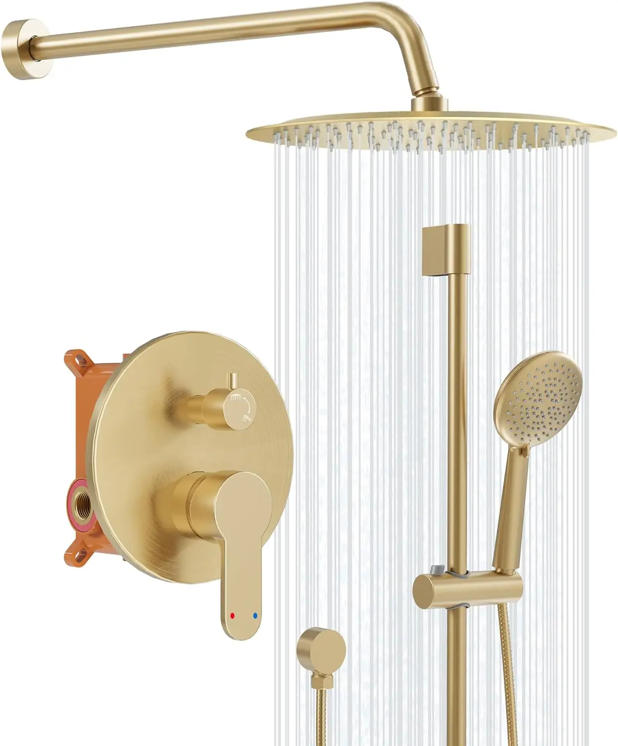 Shower System Gold, Wall Mounted  Faucet Set with 10