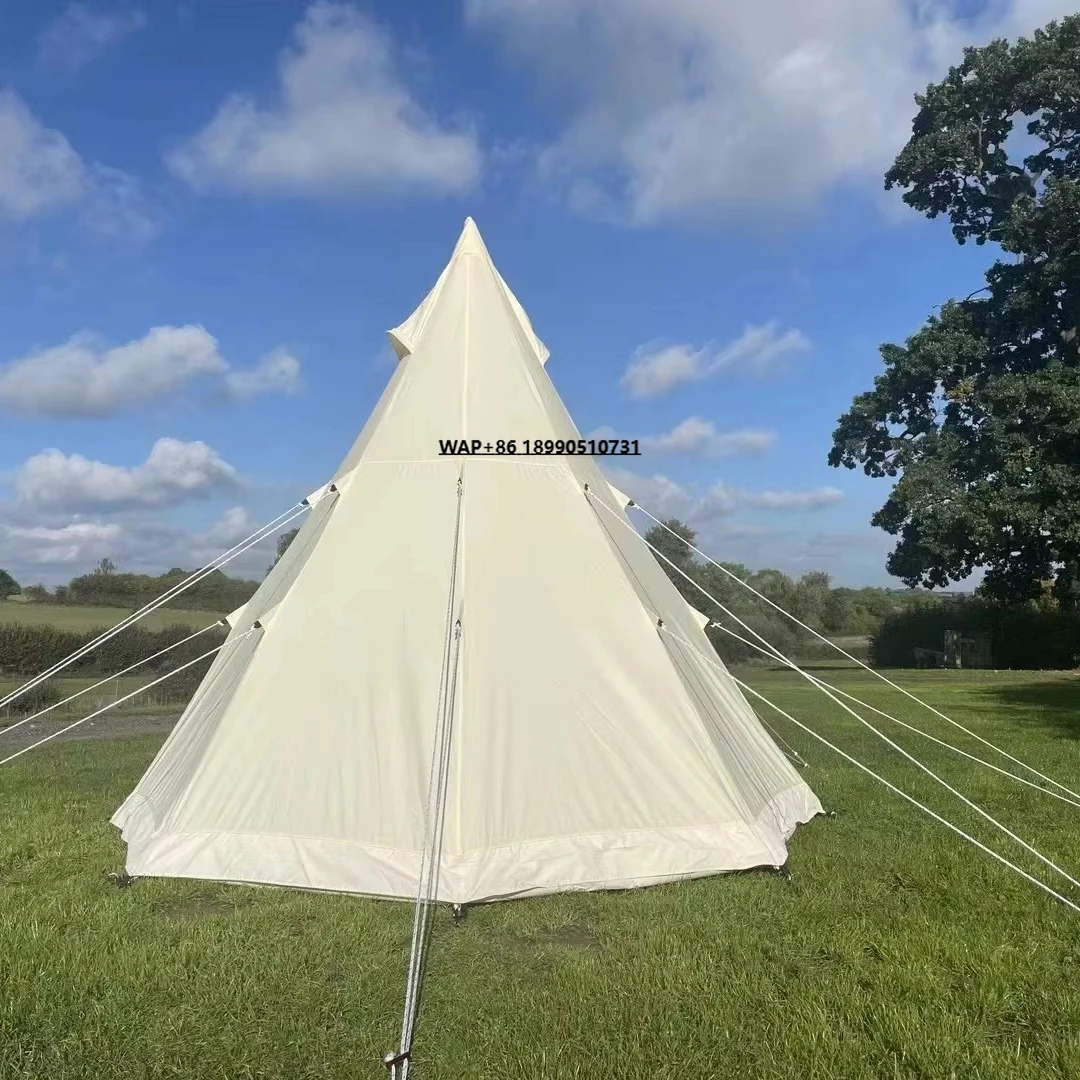 

9.85ft Glamping Bell Tent 4 Season Hot Aluminum Pole Canvas Tent for Family Camping Hiking Supports Camouflage Fabric