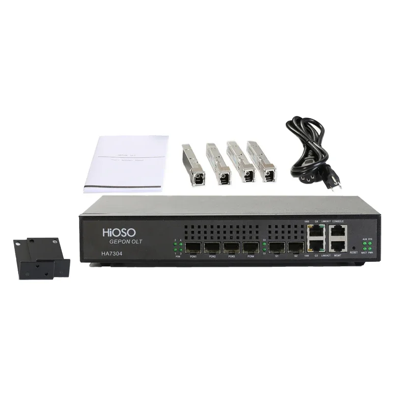 hioso Ftth olt mini 4pon fiber optic equipment epon olt including 4sfp px20+++ 4port epon