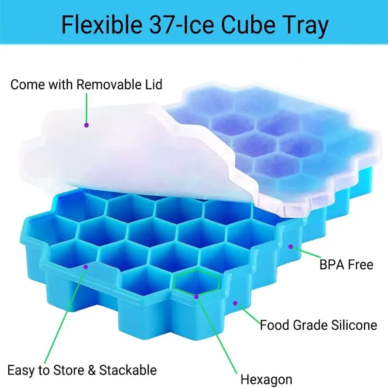 Cube Maker Silicones Ice Mould Honeycomb   Tray Magnum Silicone Mold for Whiskey Cocktail  Forms Food Grade