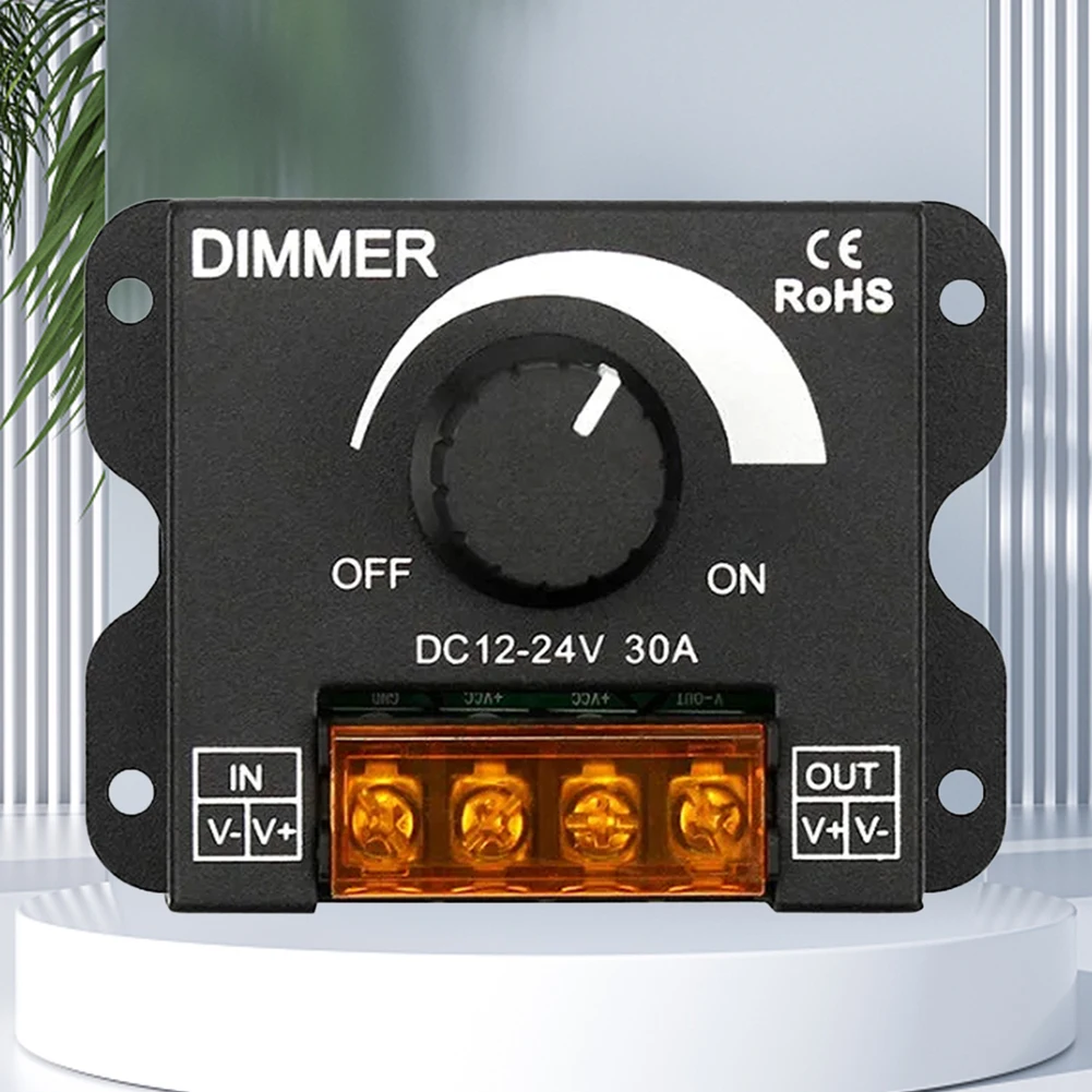 DC 12 V-24 V LED Dimmer Switch 30A LED Monochrome Controller PWM ดิจิตอล Stepless Dimming สําหรับโคมไฟเดี่ยวสี