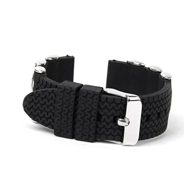 

22mm Black Silicone Rubber Watchband Durable Waterproof Sports Diver Watch Strap Replacement Silicone Rubber Watchband