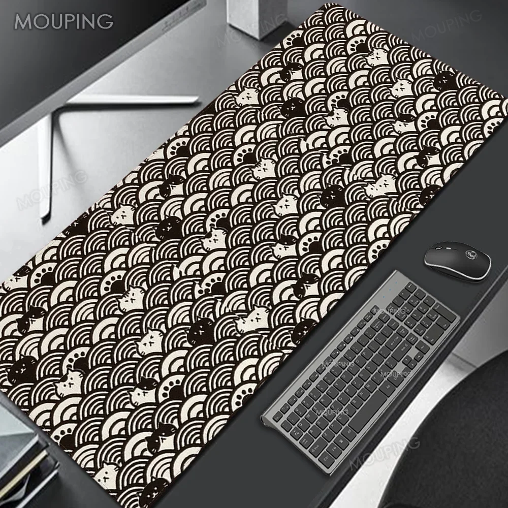 Black Desk Mat Japanese Mouse Pad Great Wave Mousepad Art Rubber Mat Mouse Carpet Table Pads Pc Mats 900x400 Office Accessories