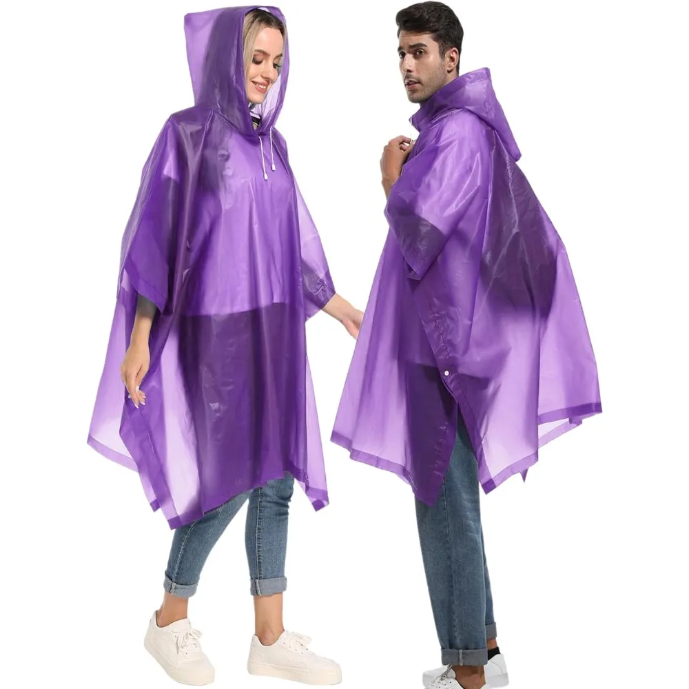 عبوة من قطعتين من عباءات المطر القابلة لإعادة الاستخدام للبالغين، معاطف المطر HOOMBOOM للبقاء على قيد الحياة في حالات الطوارئ للنساء/الرجال بغطاء للرأس والرباط #5