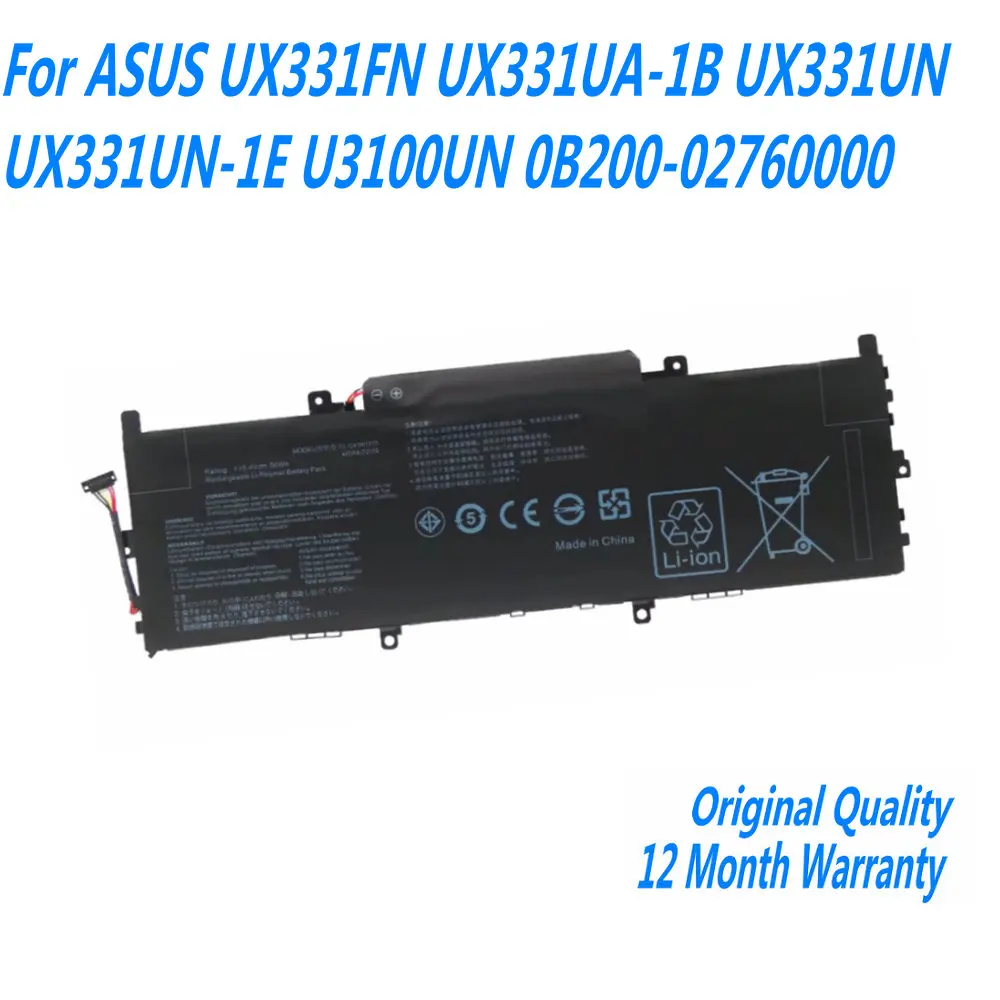 

New 15.4V 50Wh C41N1715 Laptop Battery For Asus UX331FN UX331UA-1B UX331UN UX331UN-1E U3100U/UN U3100FN UX331U/UA/UN