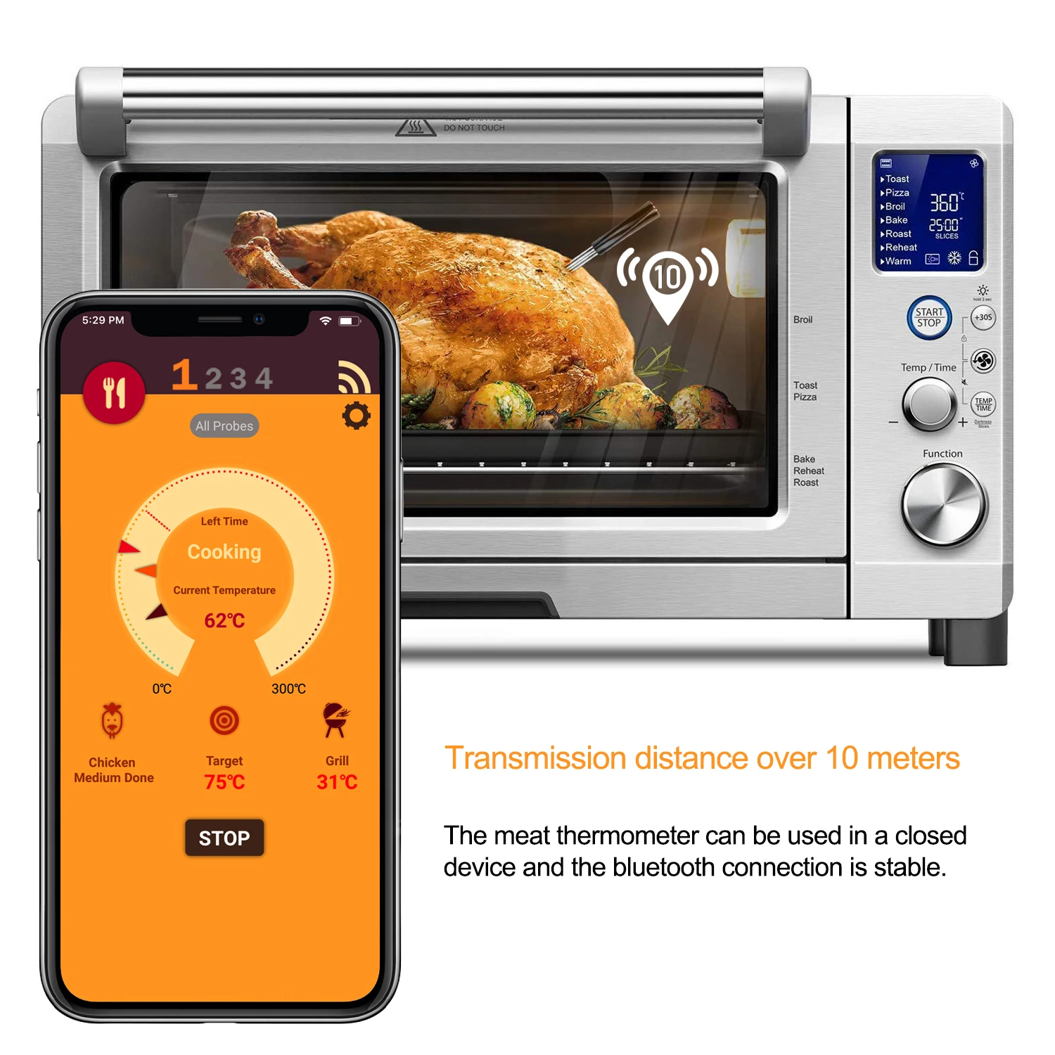 Termometro Wireless per alimenti a base di carne intelligente per forno Grill BBQ Smoker girarrosto cucina Bluetooth sonda di temperatura