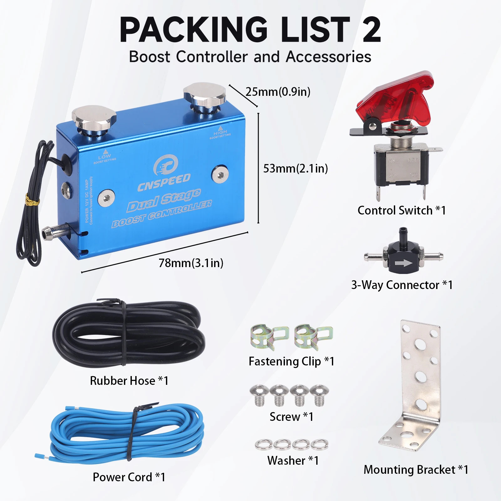 Ladedruckanzeige PSI und Turbo-Ladedruckregler-Kit 12V DC 52mm 7 Farben Auto-Ladedruckanzeige PSI Blau Zweistufiges Ladedruckregler-Kit – Detail 3