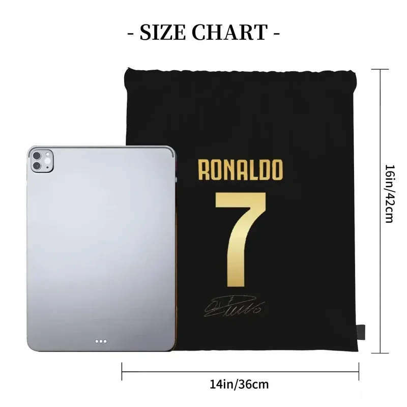 CR7 Cristiano Ronaldo mochila informal portátil con cordón, paquete de cordón, bolsillo para zapatos, bolsas para libros para estudiantes de viaje