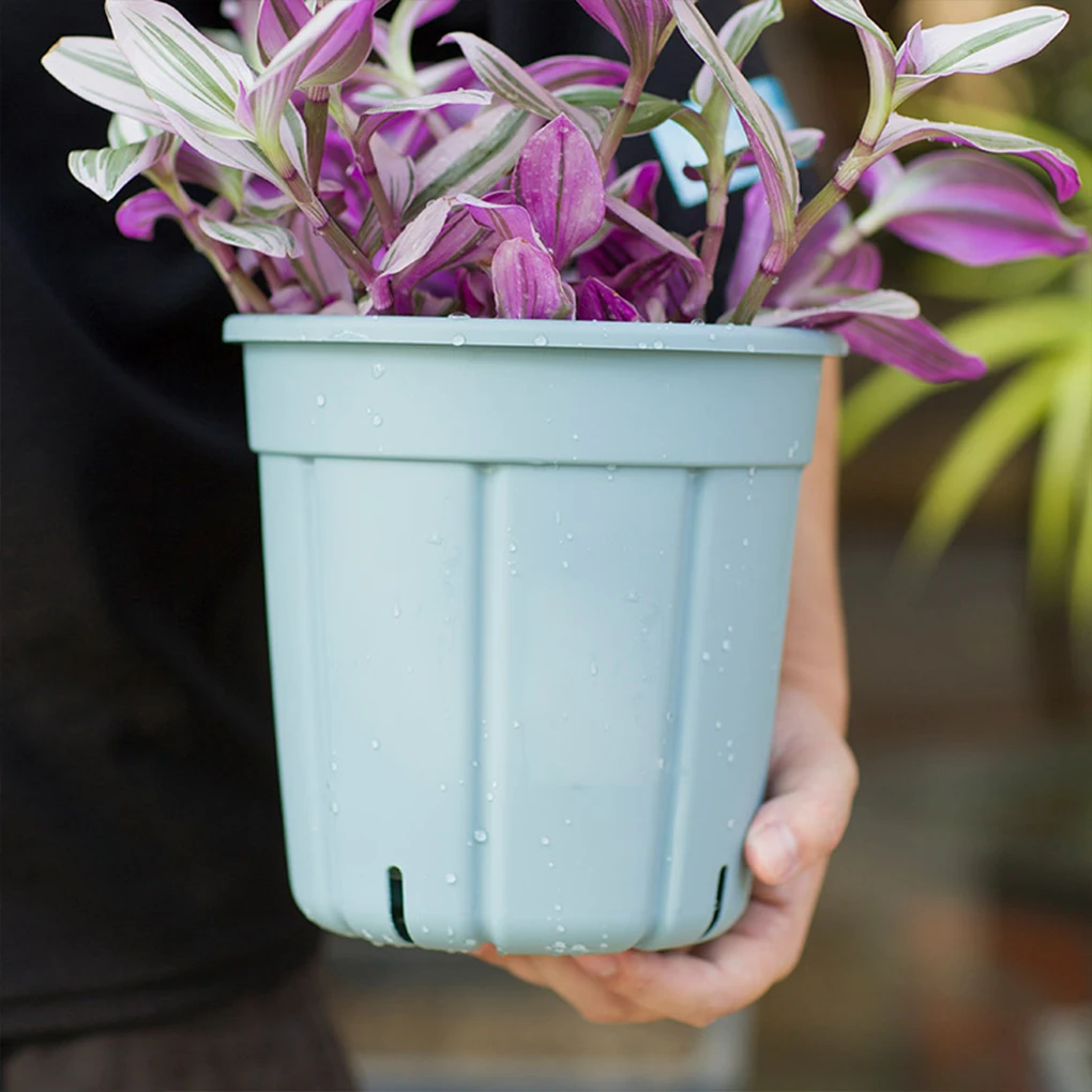 5x Blue Plastic Flower Pot With Holes Allow Plants To Breathe Freely VentilationThis Perforated