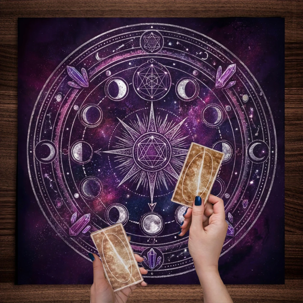 Mystic Astrology Tarot Card Reading Cloth Cosmic Zodiac Witchcraft Spiritual Decor Table Mat