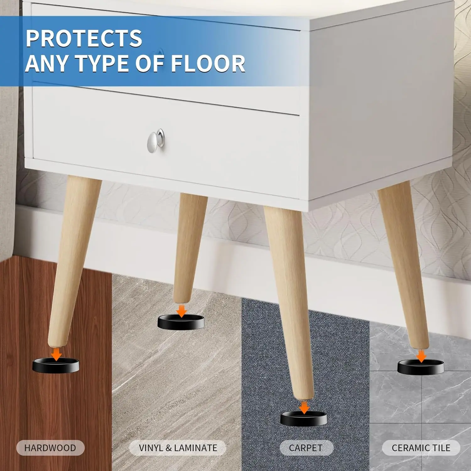 Chair Leg Protector Covers 2.5" Rubber Furniture Pads Bed Couch Stoppers To Prevent Sliding Caps No Scratches for hardwood floor