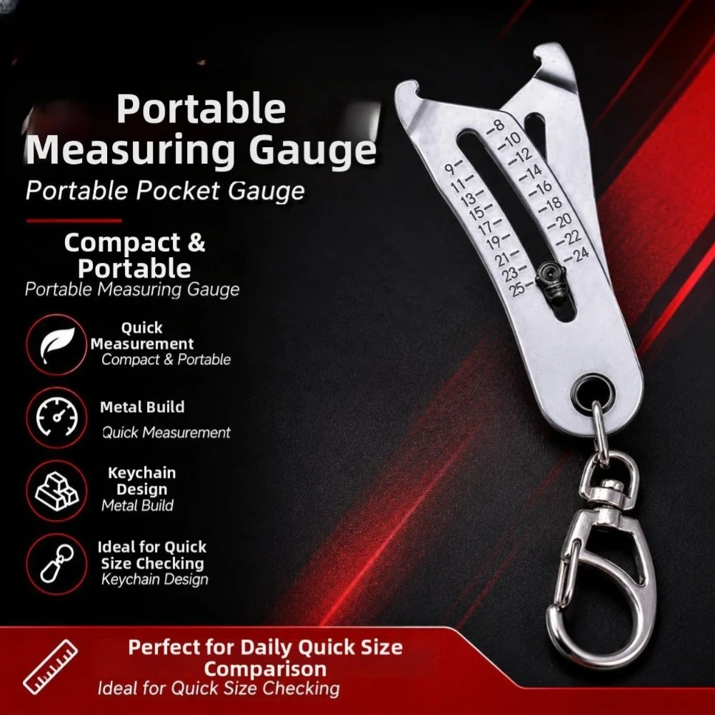 Portable Hex Nut Thread Identifier Keychain Stainless Steel Bolt Measurement Tool With Dual Scale For Automotive And DIY Tasks