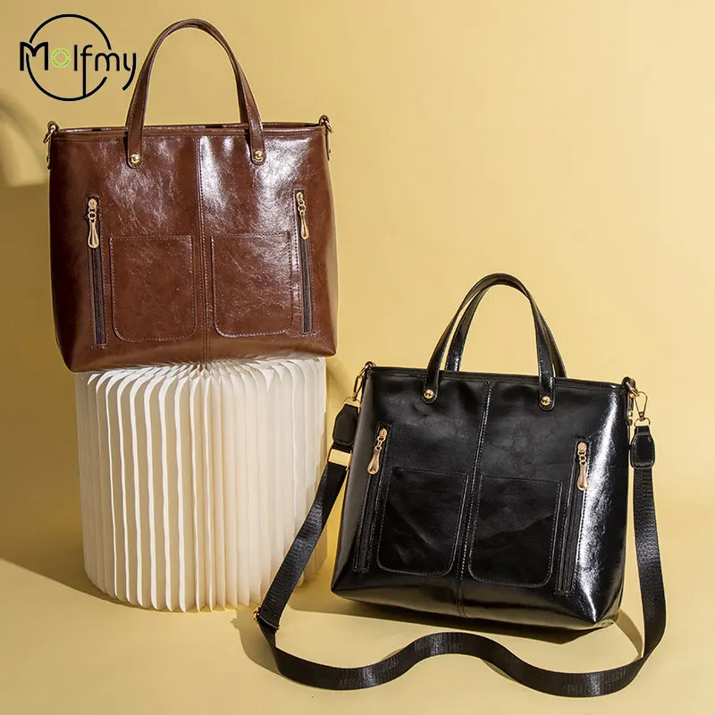 

Shoulder Bag for Women Oil Wax Leather Handbag Fashion Crossbody Handbag Retro Designer Handbag High Quality Shoulder Casual Bag