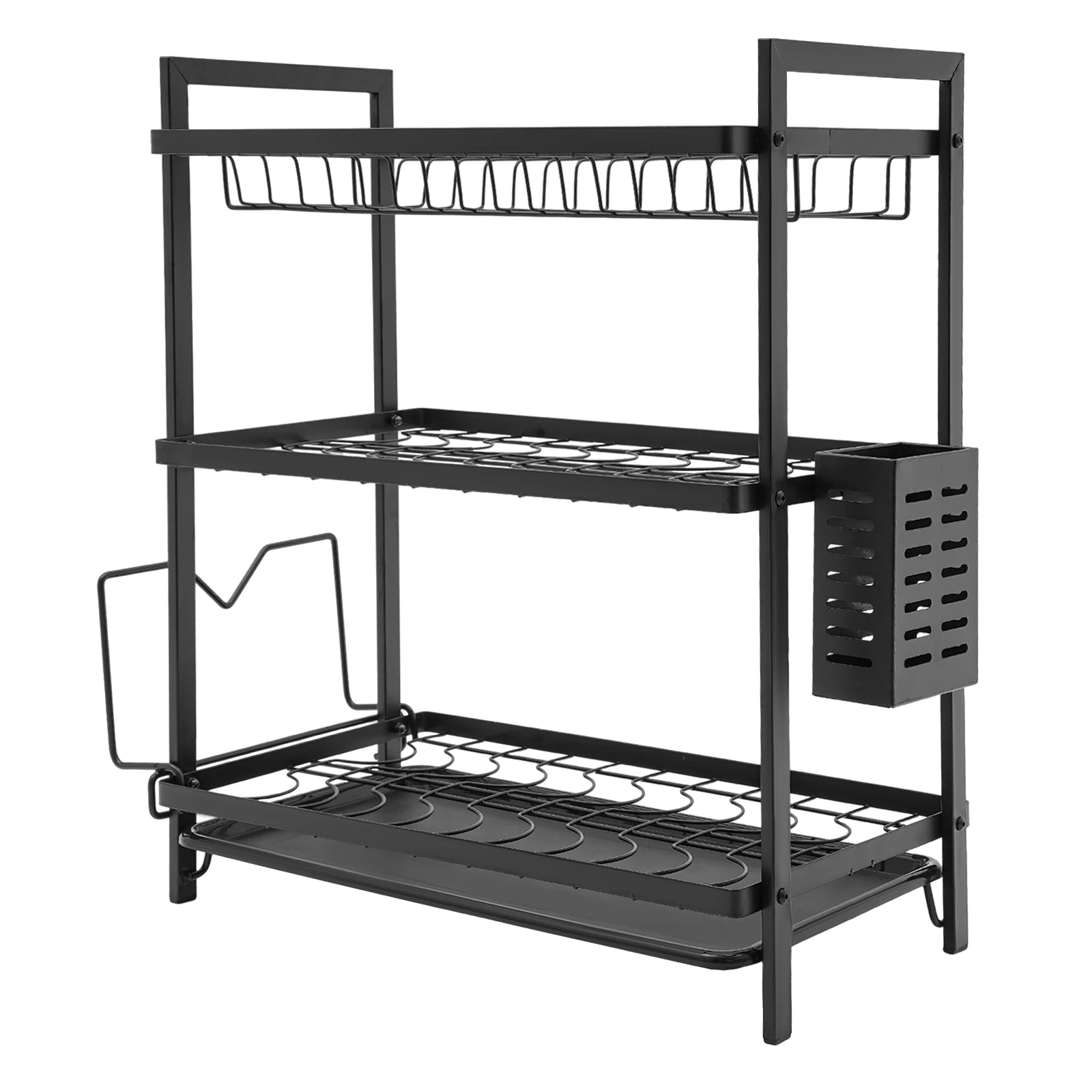 3-tier Dish Drying Rack Storage Basket Dish Drainer Holder Free Standing Organizer For Kitchen