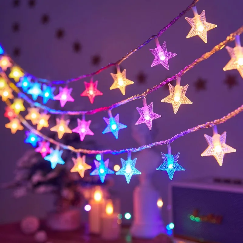 LED Star String Lights 1.5m/3m/6m/10m Christmas Garland Lighting AA Battery Powered Party Lights Home Wall Wedding Decoration