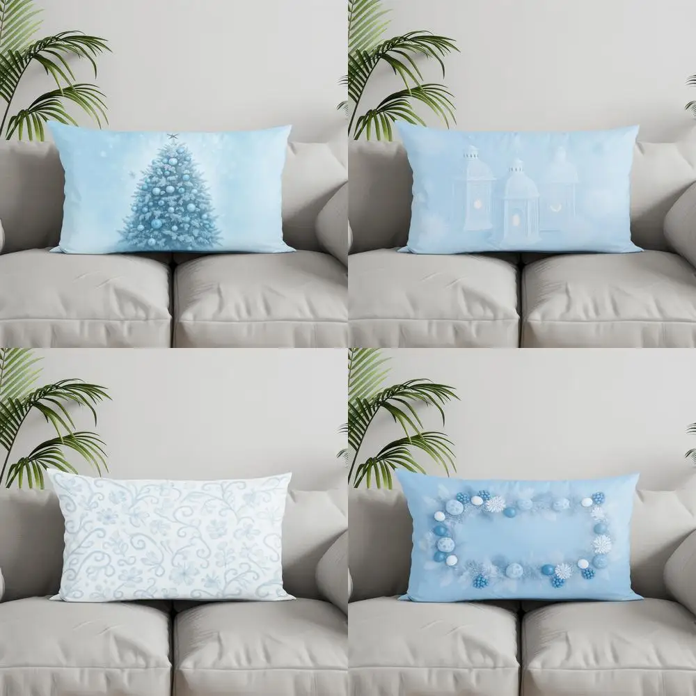 

Домашний декор, морозово-синяя подушка для рождественской елки, подходит для дивана, спальни, автомобиля, наволочка, прямоугольная подушка для спины