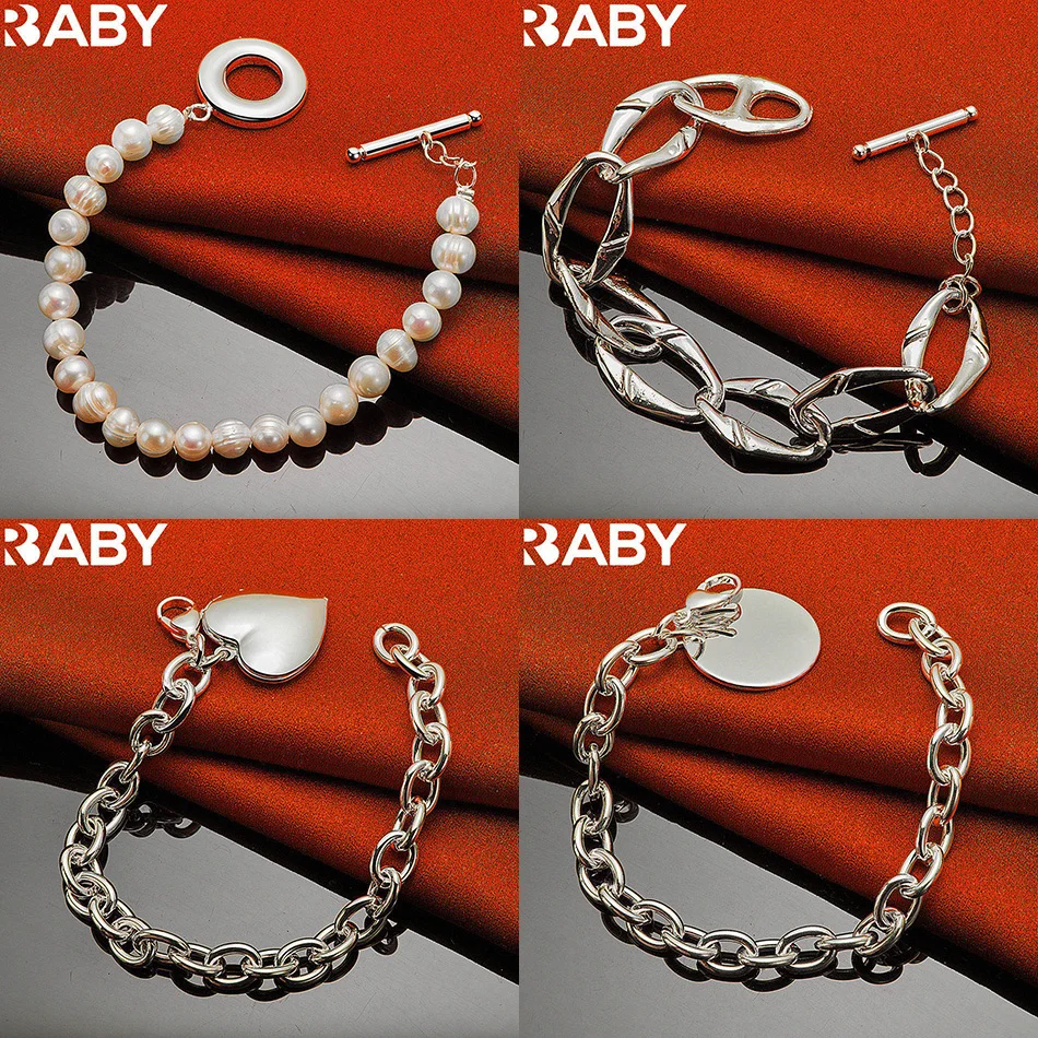 

URBABY 925 Sterling Silver Design Bracelets For Women Men Charm Trend Birthday Gifts Fashion Party Fine Jewelry