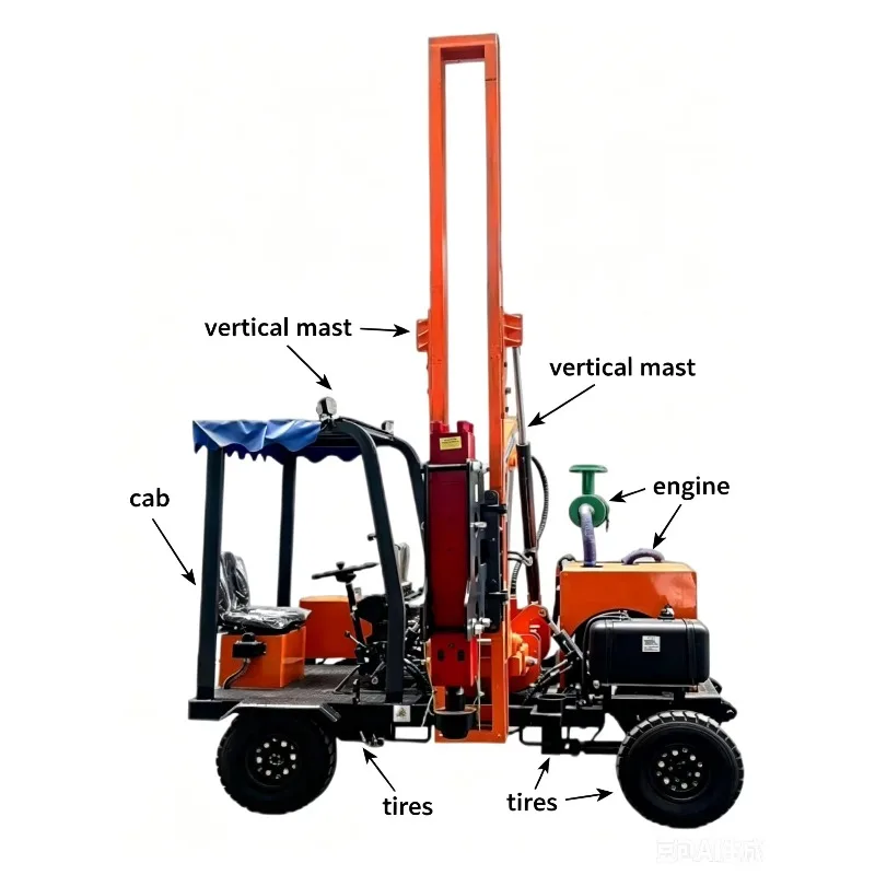 Road Guardrail Pile Driver Hydraulic Post Ramming Rig For Highway Safety Barrier Installation Steel Piling Machine Rig