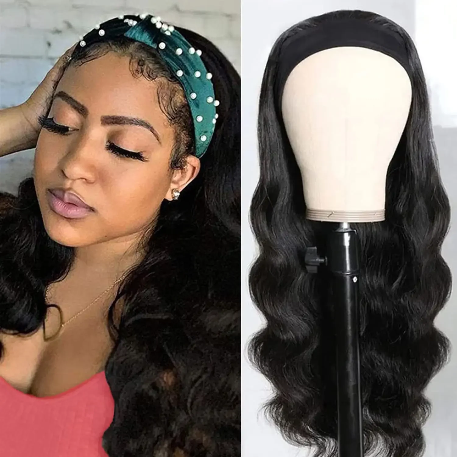 

Headband Wigs Human Hair Body Wave Headband Wig Body Wave Wigs For Black Women Brazilian Human Hair Wig Wear And Go Half Wig
