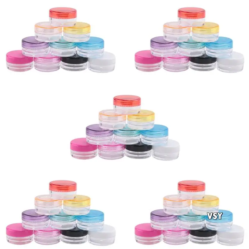 

300 Pieces Plastic Pot Jars Empty Cosmetic Container With Lid For Creams Sample Make-Up Storage, 5 G, 10 Colors