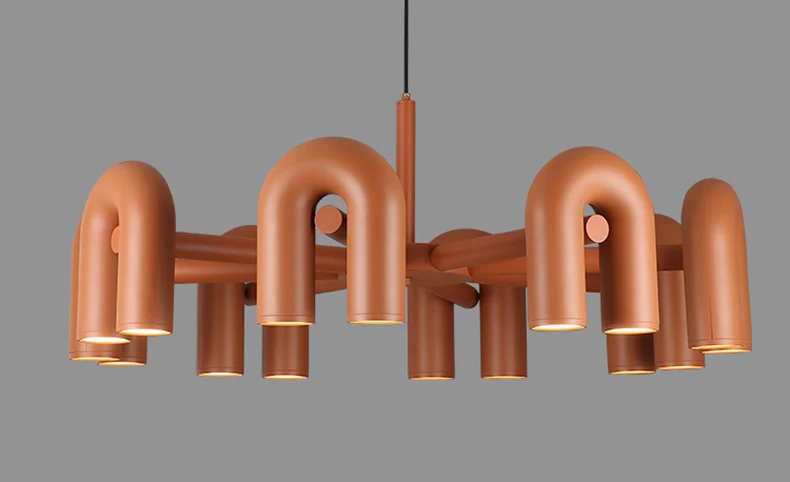 Art Chandelier Black Orange Gray Metal