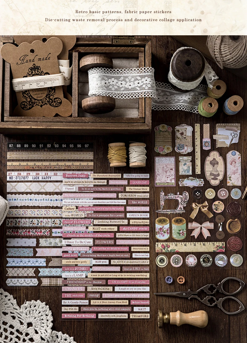 3 Stück große Vintage-Aufkleber aus geflochtenem Papier, dekoratives Scrapbooking-Tagebuch, Album, handgefertigtes Junk-Tagebuchzubehör – Detail 3