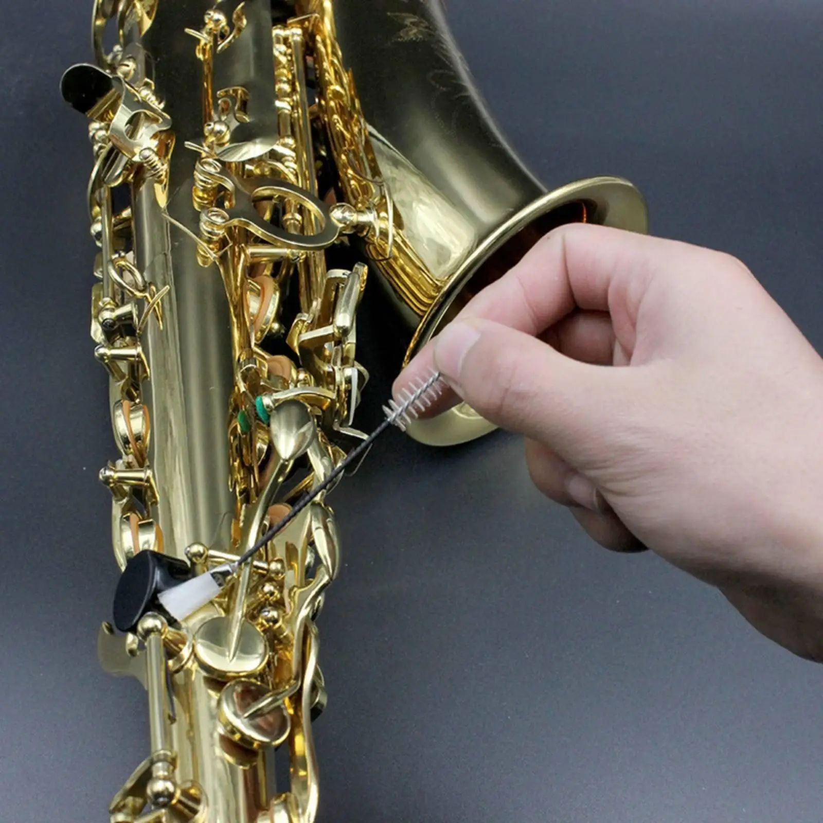 Saxophone Dust Removal Cleaning Brush Narrow Area Tone Hole Tool Soft Fiber Accessory for Studio Practice and Performance Care