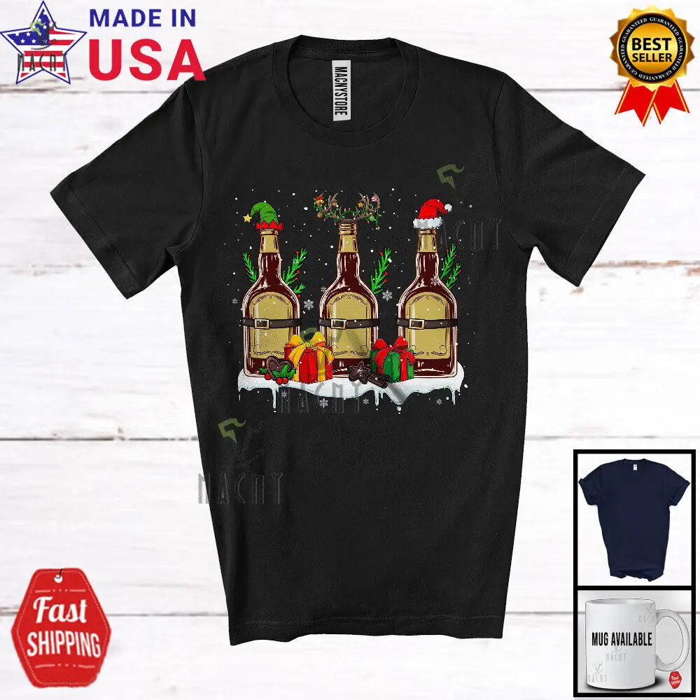 Tre bicchieri da whisky; Bere di Natale allegro; T-shirt del gruppo di ubriachi di Natale