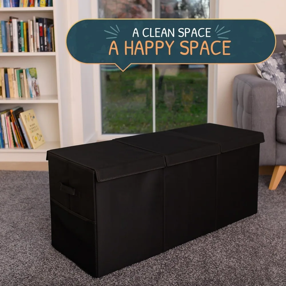 منظم صندوق لعبة قوي قابل للطي مع غطاء وفواصل لتخزين ألعاب الأطفال #5