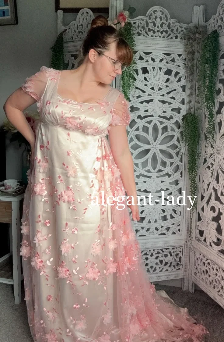 

Вечернее платье музея фантазийных 17-го века, розовое, с 3D цветочной аппликацией, средневековое длинное женское вечернее платье эпохи Возрождения на заказ فساتين سهرة